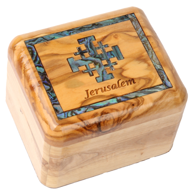 Olive Wood Box_ Mother of Pearl Broder and Jerusalem