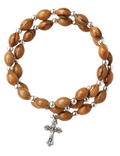 Olive Wood Bracelet_ Wrap Rosary with Crucifix Medal
