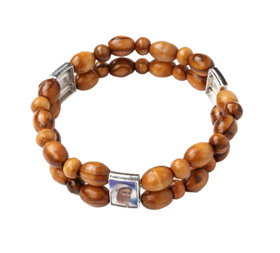 Olive Wood Bracelet_Double with Saints Icons