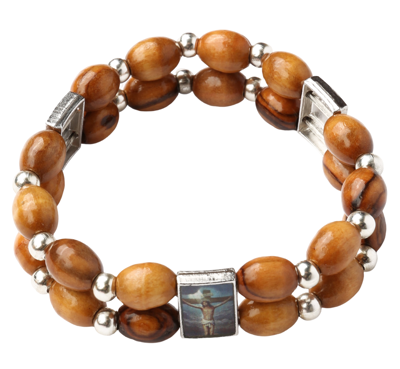 Olive Wood Bracelet_Double with Icons