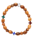 Olive Wood Bracelet_ 4 Coloured Crosses