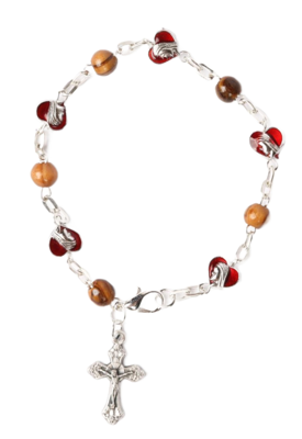 Olive Wood Bracelet_ Red Hearts