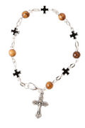 Olive Wood Bracelet_ Black Crosses