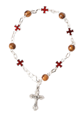 Olive Wood Bracelet_ Red Crosses