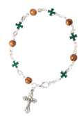 Olive Wood Bracelet_ Green Crosses