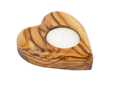 Olive Wood Candle Holder_ Tea Light Heart Shaped