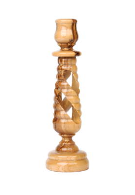 Olive Wood Candle Holder_ Spiral Candlestick