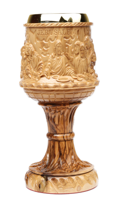 Olive Wood Chalice Cup_Sculpted Last Supper