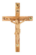 Olive Wood Latin Cross_ All Wood Crucifix with Four Holy