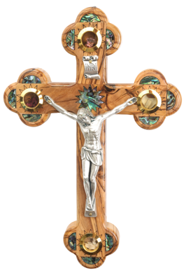 Olive Wood Roman Cross_ Mother of Pearl with Crucifix