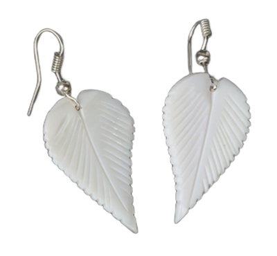 Earring_ Sterling Silver Mother of Pearl Leaf