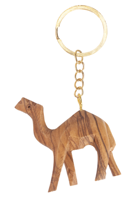 Olive Wood Keychain_ Camel