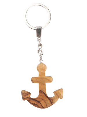 Olive Wood Keychain_ Anchor