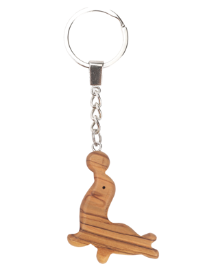 Olive Wood Keychain_ Seal with Ball