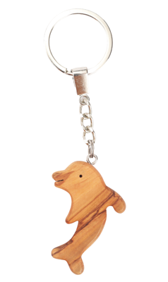 Olive Wood Keychain_ Dolphin