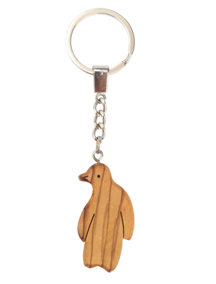 Olive Wood Keychain_ Penguin