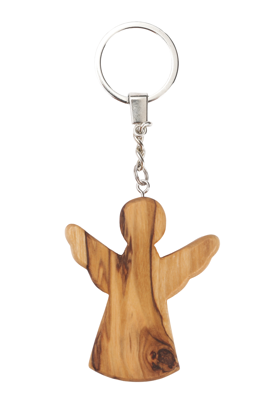 Olive Wood Keychain_ Angel