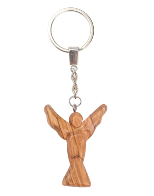 Olive Wood Keychain_ Angel