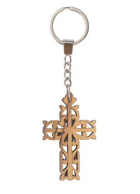 Olive Wood Keychain_ Perforated Cross