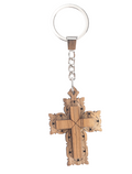 Olive Wood Keychain_ Cross with Exterior Detail