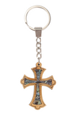 Olive Wood Keychain_ Cross with Mother of Pearl Interior