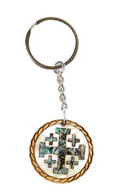 Mother of Pearl Keychain_ Round with Jerusalem Cross