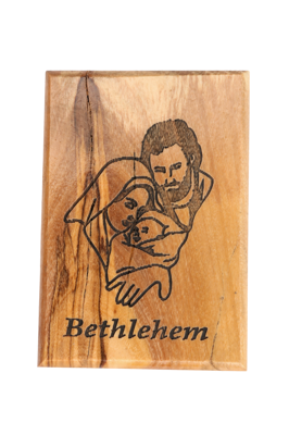 Olive Wood Magnet_ "Bethlehem" with Holy Family
