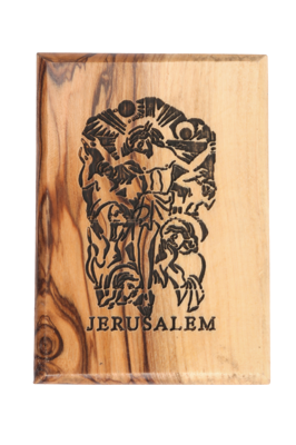 Olive Wood Magnet_ "Jerusalem" with Depiction of