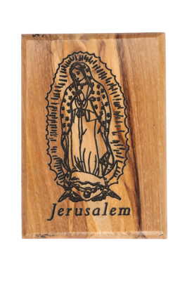 Olive Wood Magnet_ "Jerusalem" with Lady of