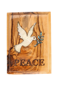 Olive Wood Magnet_ "Peace" with Mother of Pearl Dove