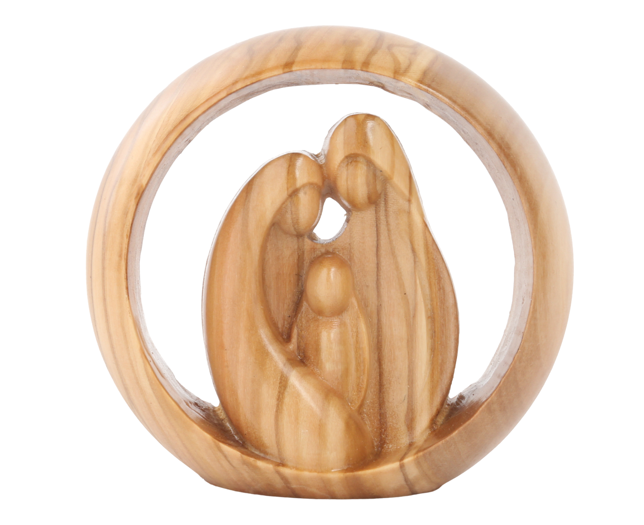Olive Wood Nativity Scene_ Holy Family in Circle