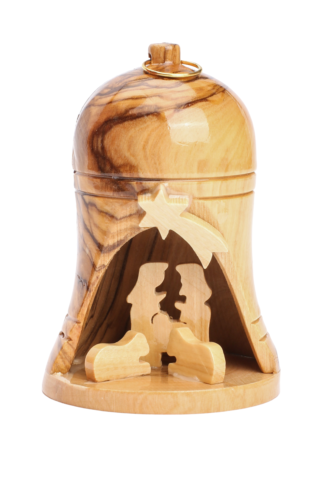 Olive Wood Nativity Scene_ Christmas Bell Ornament