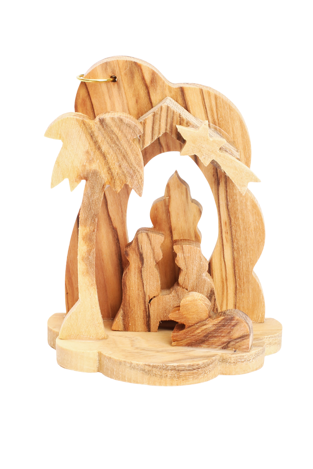 Olive Wood Nativity Scene_ Carved Cloud Ornament