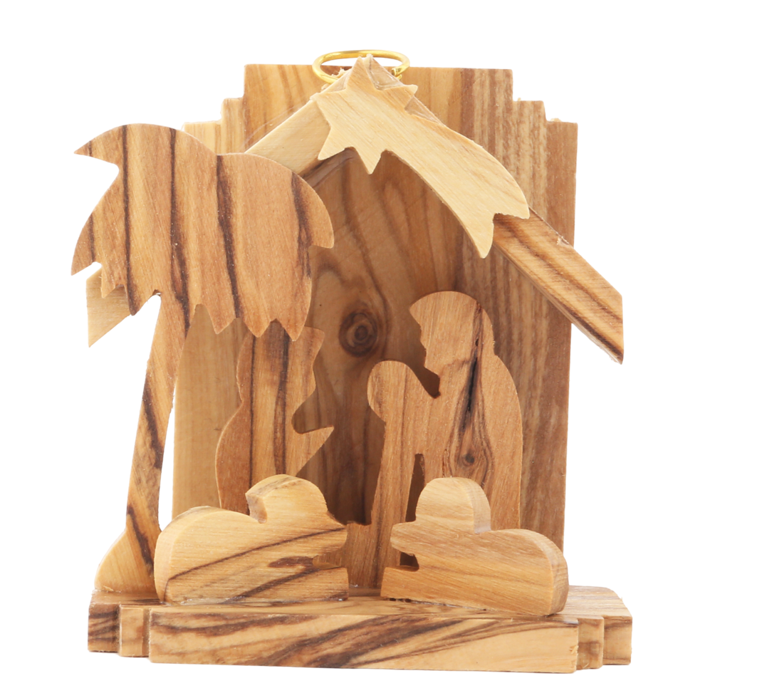 Olive Wood Nativity Scene_ Grotto Ornament