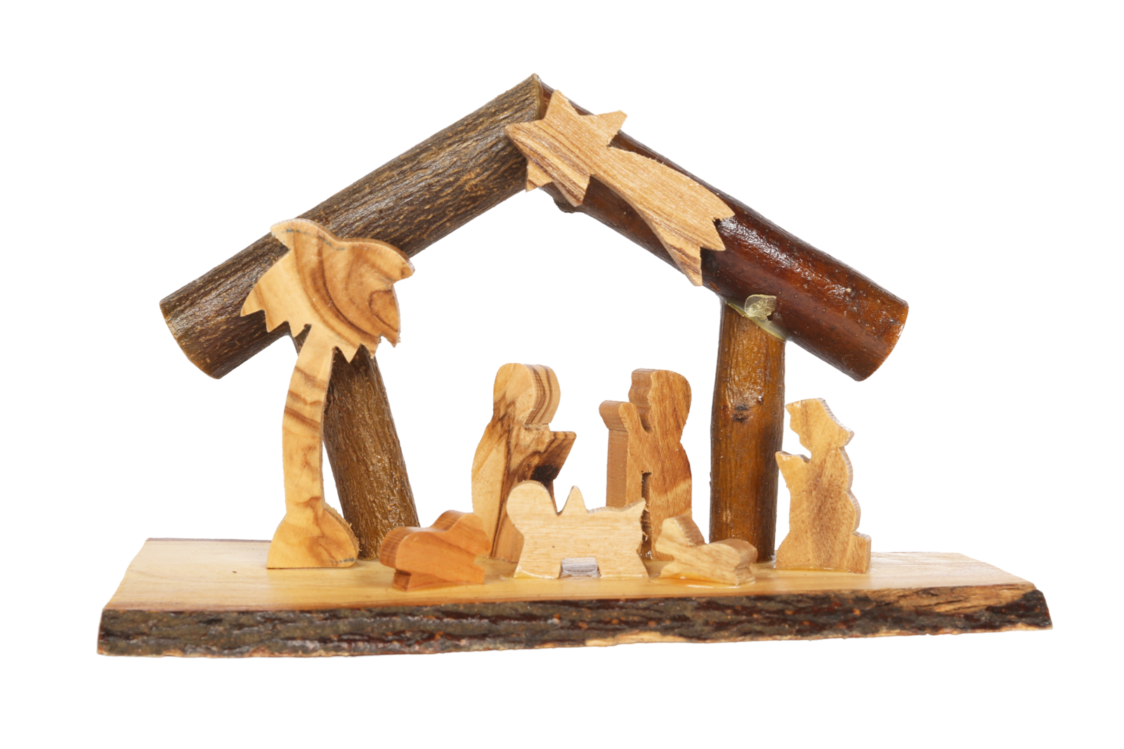 Olive Wood Nativity Scene_ Standing House Grotto
