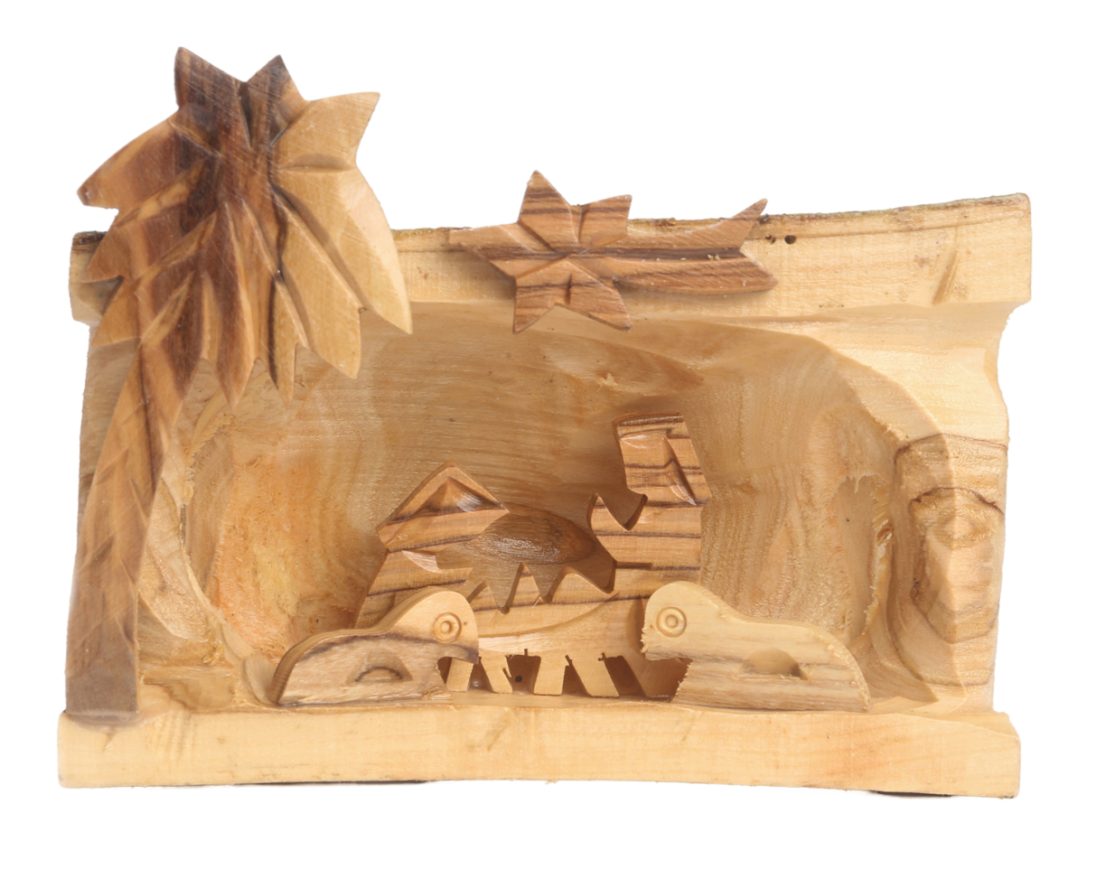 Olive Wood Nativity Scene_ Carved Grotto