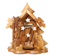 Olive Wood Nativity Scene_ Carved Grotto with Four Stars