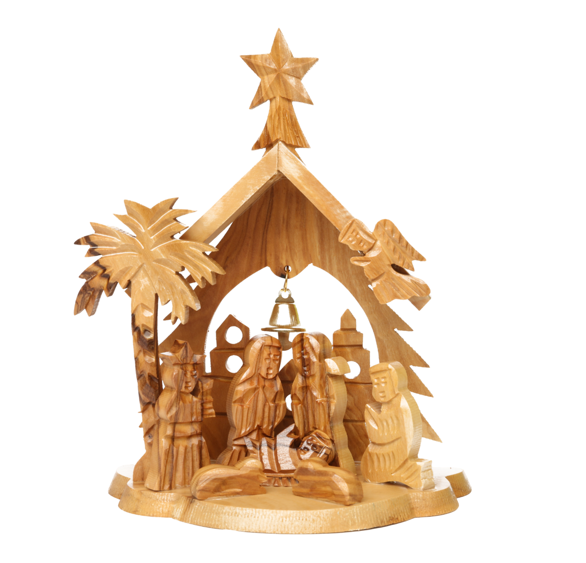 Olive Wood Nativity Scene_ Grotto and Tree