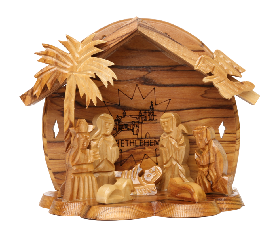 Olive Wood Nativity Scene_ Laser-engraved Nativity Church