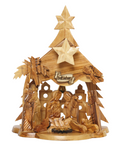 Olive Wood Nativity Scene_ Musical with Star