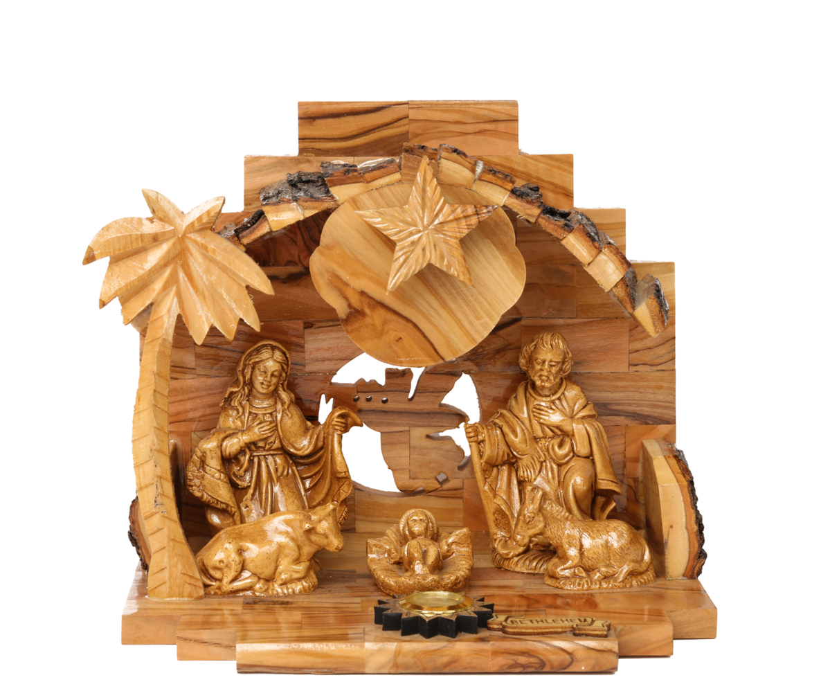 Olive Wood Natitivy Scene_ Musical and Gibbs Figurines