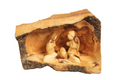 Olive Wood Nativity Scene_ Carved Cave and Fixed Figurines