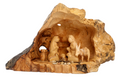 Olive Wood Nativity Scene_ Carved Cave with Fixed