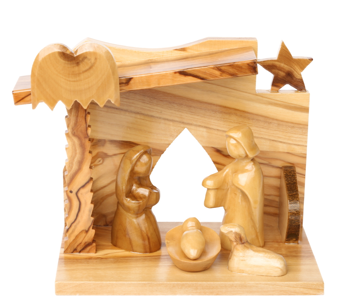 Olive Wood Nativity Scene_ Faceless Holy Family