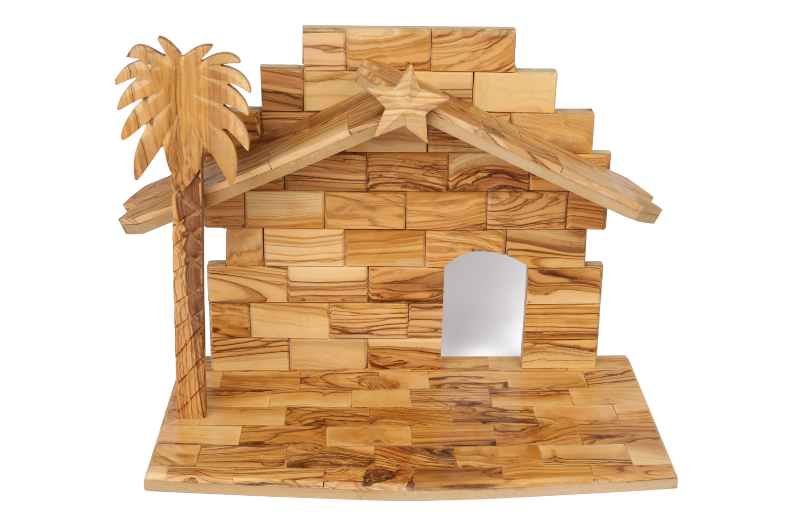 Olive Wood Nativity Scene_ Puzzle Stable Only