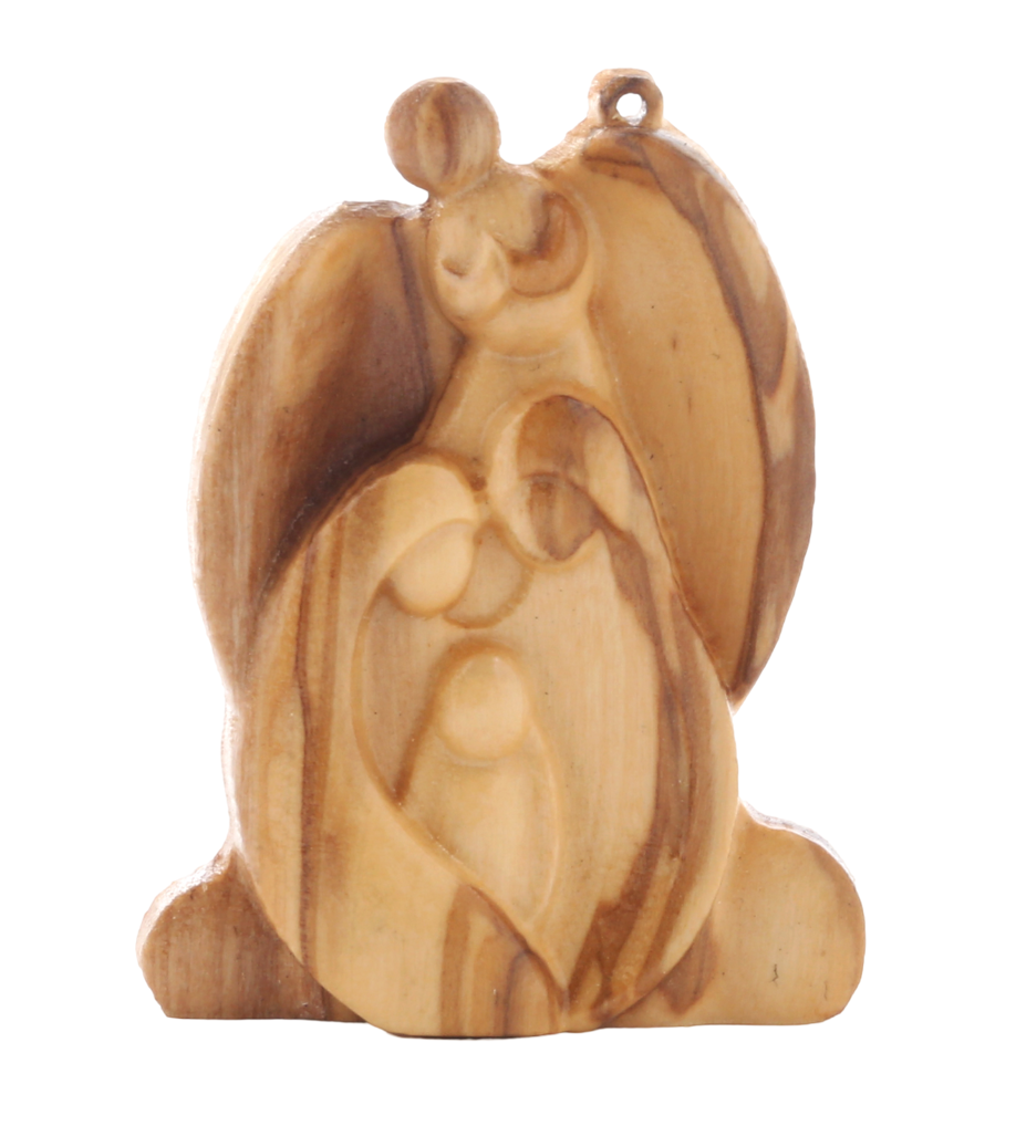 Olive Wood Ornament_ Holy Family with Angel