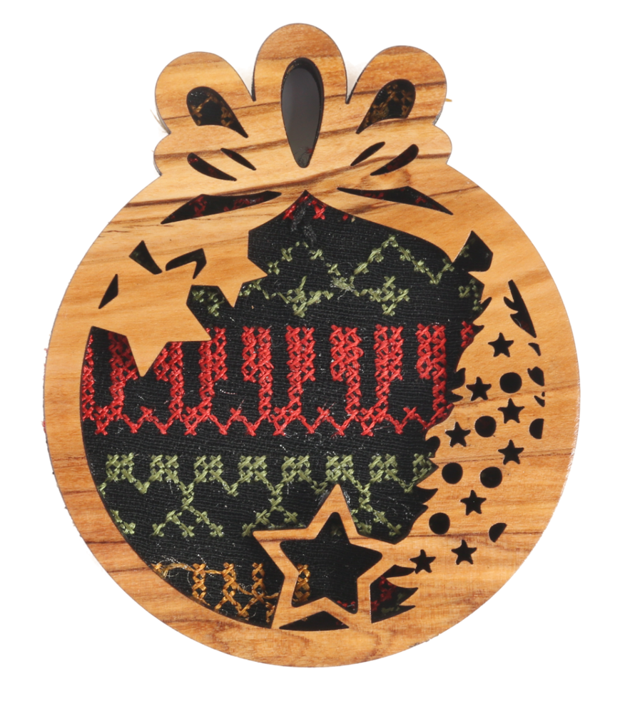 Olive Wood Ornament_ Fitted with Traditional Embroidery
