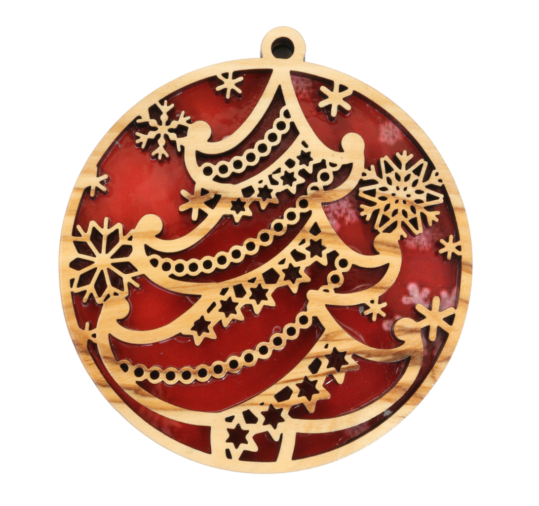 Olive Wood Ornament_ Christmas Tree in Circle