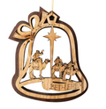 Olive Wood Ornament_ Double Layered Bell with Three Wise