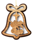 Olive Wood Ornament_ Double Layered Bell with Angel